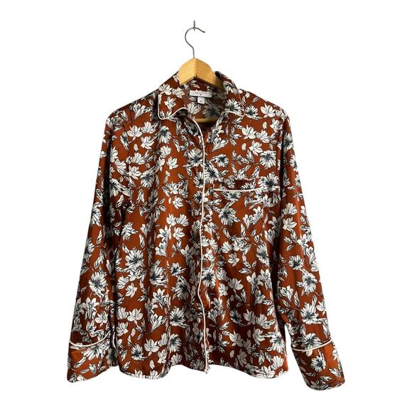 La Ligne Floral Long Sleeve Button-Up Blouse Shirt Brown Womens Size S Boho Chic - Picture 3 of 7